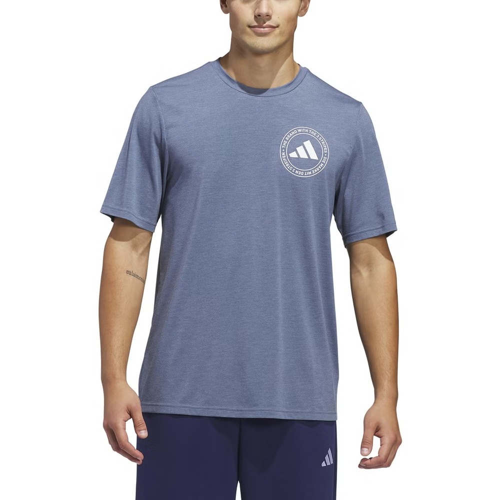 adidas Mens Short Sleeve Badge of Sport Logo Tee Blue Large NEW